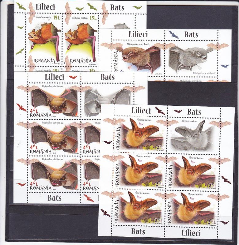 ROMANIA 2016 STAMPS Bats FULL SHEETS MNH