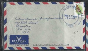 GUYANA (P2808B)   $30 BIRD A/M COVER FROM VILLAGE BIG OVAL CANCEL TO USA 