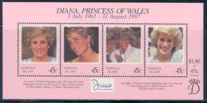 NORFOLK ISLAND  1997 PRINCESS DIANA MEMORIAL SHEET OF FOUR MINT NH