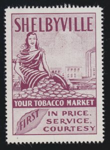 US Vintage Shelbyville Tobacco Cinderella Stamp Mint OG H