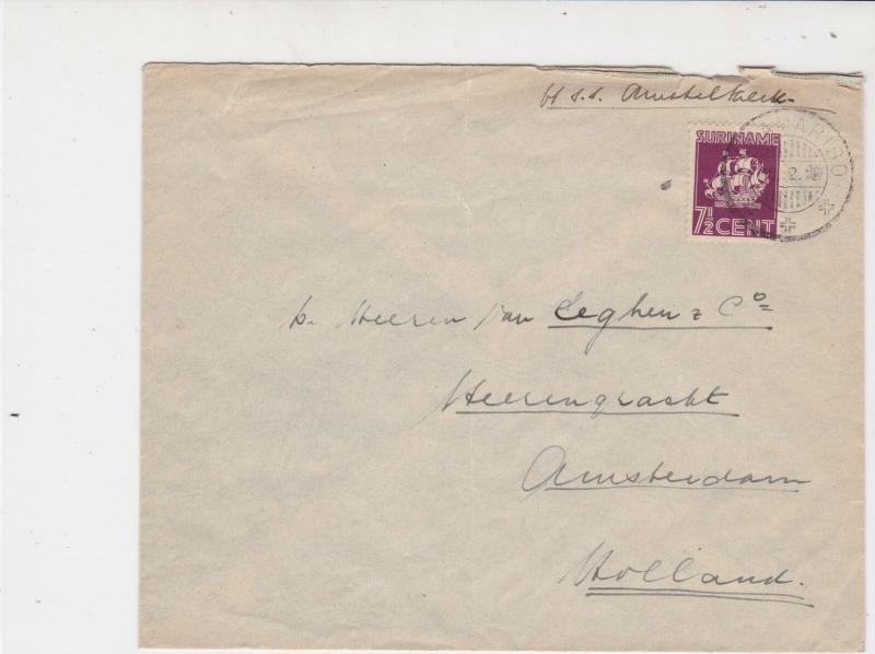 Suriname 1930s to Holland Paramaribo  Cancel Stamps Cover ref 22358