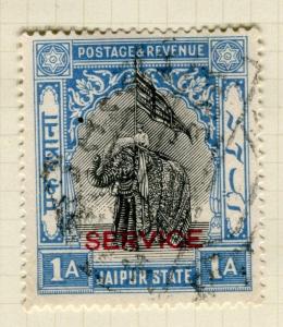 INDIA;   JAIPUR 1931-37 early SERVICE Optd. fine used 1a. value