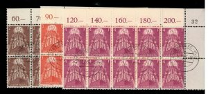 Luxembourg #329 - #331 Very Fine Used UR Corner Blocks Of Ten With Plate Numbers
