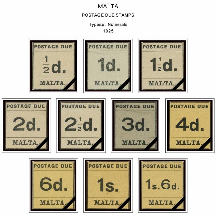 MALTA STAMP ALBUM PAGES 1860-2011 (196 PDF color illustrated pages)