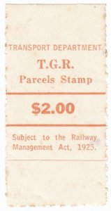 (I.B) Australia - Tasmania Railways : Parcels Stamp $2