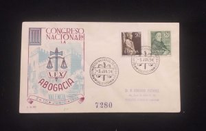 C) 1954. SPAIN. FDC, ENVELOPE SENT TO ARGENTINA. NATIONAL CONGRESS