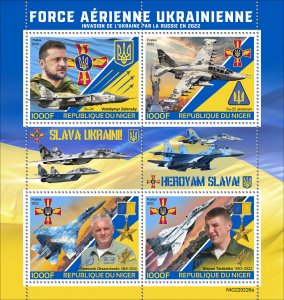 NIGER 2022 UKRAINIAN AIR FORCE ZELENSKY & OKSANTCHENKO SHEET MINT NEVER HINGED