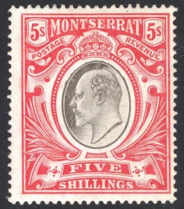 Montserrat 1904 5s Carmine & Black EVII Wmk MCA Scott 31 SG 33 MLH Cat $160
