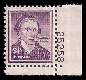 # 1052a MINT NEVER HINGED PATRICK HENRY     XF+