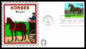 #2156 Morgan Horse Horses-HORSESHOE HAND PAINTED CACHET