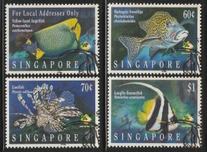 SINGAPORE 1995 Marine Fish Series Set of 4V CTO NH SG#807-810 back toning #