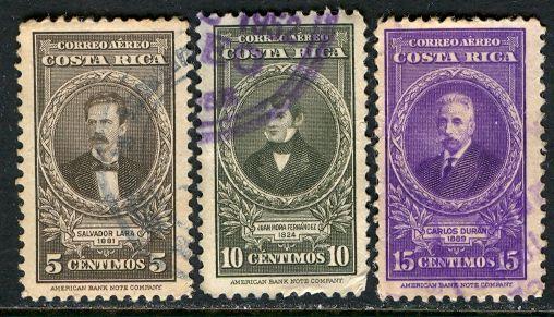 Costa Rica; 1948: Sc. # C179-C181: O/Used Cpl. Set