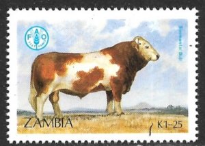 ZAMBIA 1987 1.25K Simmental Cow FAO World Food Day Sc 419 MNH