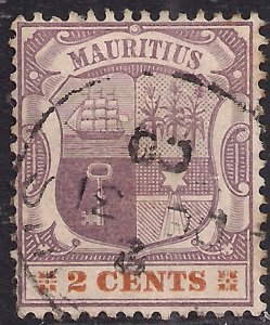 Mauritius 1895 - 99 QV 2ct Dull Purple & Orange used SG 128 ( D364 )