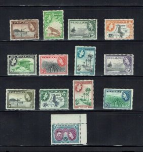 NYASALAND: 1953 Reina Elizabeth definitivo, Cortos Set a 5/- MLH 