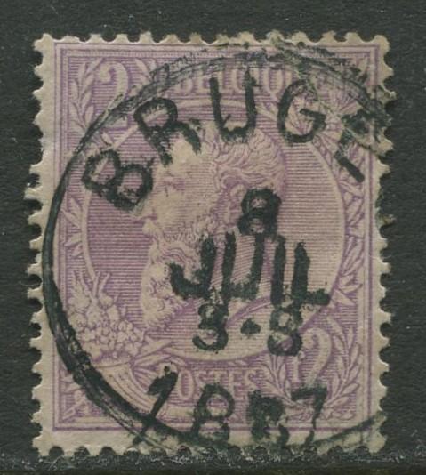 Belgium - Scott 59 - King Leopold II -1886 - Used - 2fr Stamp