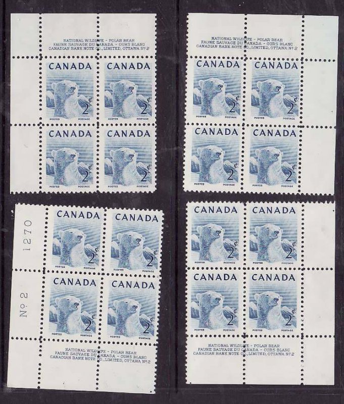 Canada-Sc#322- id5-unused,NH 2c polar bear-plate #2- all 4 corners-1953-