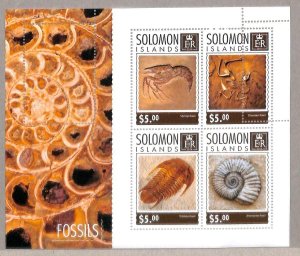 A4876 - SOLOMON ISLANDS - ERROR MISPERF, Miniature s: 2014, Fossils, Prehistory