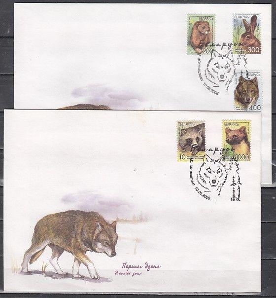 Belarus, Scott cat. 655-659. Fauna issue on 2 First day covers. ^