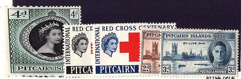 PITCAIRN IS 1946-53 3 sets Cmplt mh fvf  scv $16.30 less 80%=$3.26 Buy it Now
