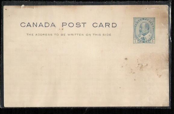 Canada UX22 KEVII Unused Telegraph Postcard (faulty)