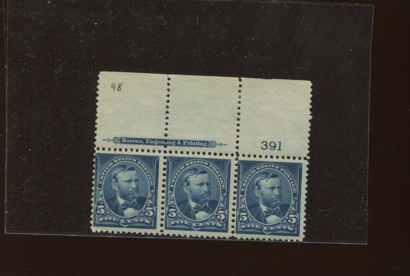 Scott 281 Grant Mint Plate # Strip of 3 Stamps (Stock 281-4)