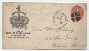 1902 Windsor VT state prison corner card cover RPO handstamp [y8872]