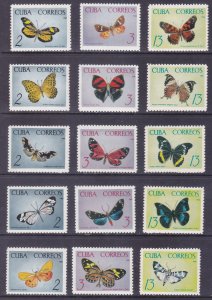 Cuba 996-1010 MNH 1965 Complete Butterflies Set of 15 Very Fine