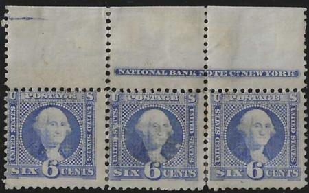 US 115 Pictorials Ave-F Mint Hinged Top Imprint Strip of 3 cv $7,750