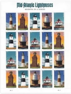 Mid Atlantic Lighthouses 2021 Forever stamps 5 sheets total 100pcs