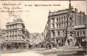 1904 New Zealand Dunedin Main Streets Picture Postcard Cover to London England