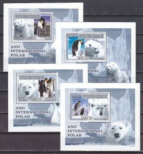 Guinea Bissau, 2007 issue. Polar Year 4 s/sheets. Penguins & Bears.