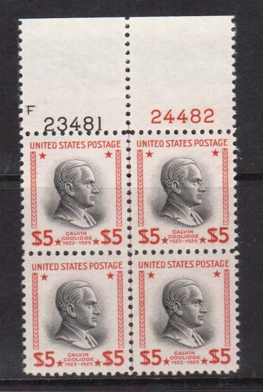 USA #834 XF/NH Plate #23481 & #23482 Block Of Four