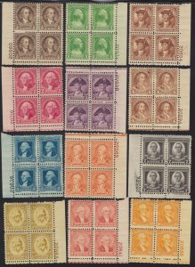 US 704-715 Washington Bicentennial Plt Block Complete Set VF OG H SCV $280 (001)