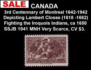SALE CANADA LAMBERT CLOSSE 1650 DEFEND FORT VILLE-MARIE AGAINST IROQUOIS INDIANS