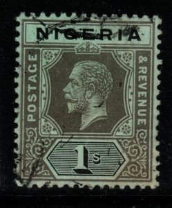NIGERIA SG8c 1915 1/= BLACK/BLUE-GREEN(BLUE-GREEN BACK) USED