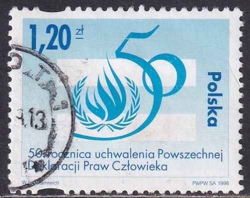 Poland 1998 Sc 3427 Universal Declaration of Human Rights 50th Anniv Stamp Used
