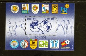 BRAZIL #1921 1984 SOCCER FEDERATION 80TH ANNIV. MINT VF NH O.G S/S