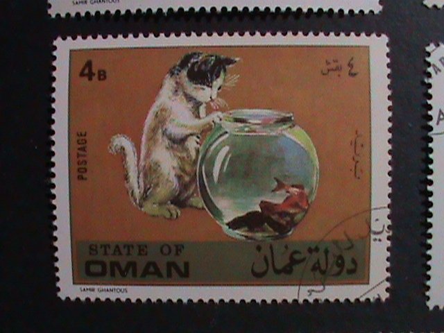 OMAN-LOVELY BEAUTIFUL CATS JUMBO LARGE STAMPS SET-VF WE SHIP TO WORLD WIDE