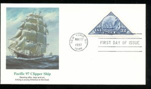 US 3130 Pacific 97 - Sailing Ship Blue UA Fleetwood cachet FDC