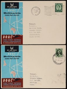 GREAT BRITAIN 1957 London - Johannesburg First Flight Cover + intermediates.