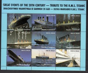 SOMALILAND 2000 TRIBUTE TO THE TITANIC MINT VF NH O.G SHEET 9 (4SOM)