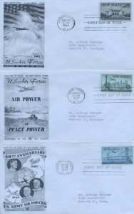 C34/C36 AIRMAILS - AAF Aid Society set of 3