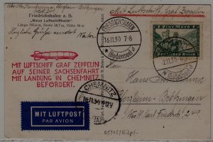 Germany Zeppelin card 2.11.30 Chemnitz