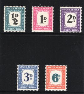 South Africa 1948 KGVI Postage Due set complete MLH. SG D34-D38. Sc J34-J38.