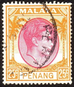 1949, Penang 25c, Used, Sc 16