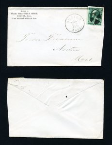 # 158 cover State Treasurer, Boston, MA to Treasurer, Norton, MA - 1-21-1870's