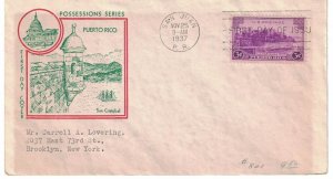 1937 FDC, #801, 3c U.S. Possessions - Puerto Rico, Fidelity
