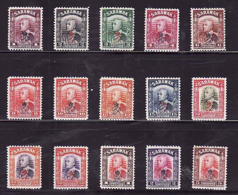 Sarawak-Sc#159-73- id7-unused NH 1947 definitive set -