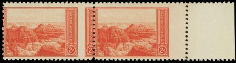 741, MNH 2¢ Grand Canyon Misperforation ERROR Pair of Stamps -- Stuart Katz